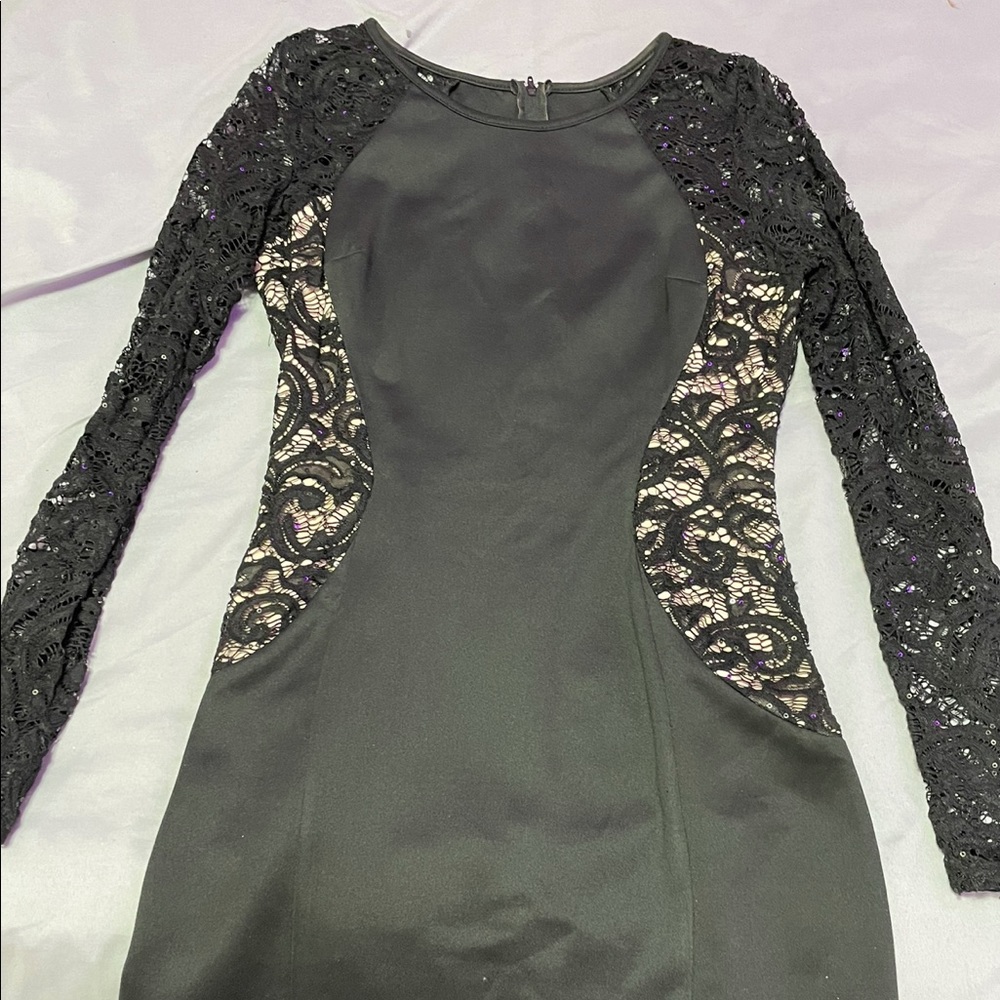 Black long sleeve lace dress
